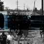 Photo of UFW march struck through with paint