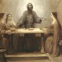 St. Francis at table with Franciscan sisters