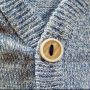 button-on-a-grey-knit-sweater